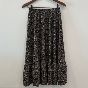 SHEIN Brown and Cream Floral Maxi Skirt